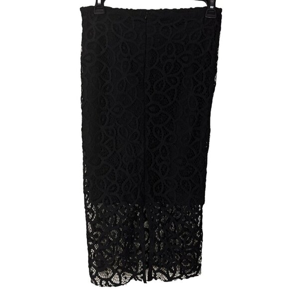 Zara Black‎ Sheer Lace Detail Pencil Midi Skirt Size XSmall - Picture 5 of 11